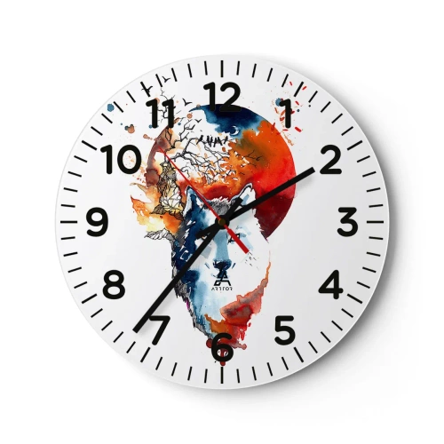 Wanduhr - Glasuhr - Nase an Nase mit der Nacht - 30x30 cm