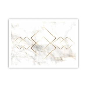 Poster - Minimalistische goldene Rauten auf Marmorhintergrund - 100x70cm - Ein Blick in die Unendlichkeit - Moderne Wanddekoration für Wohnzimmer und Schlafzimmer ARTTOR