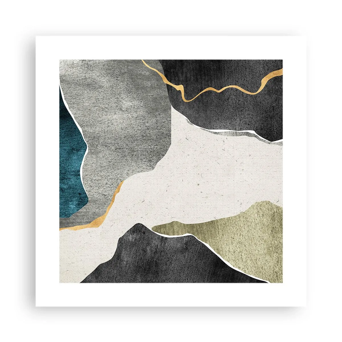 Poster - Mosaikkomposition mit Goldfaden - 40x40 cm