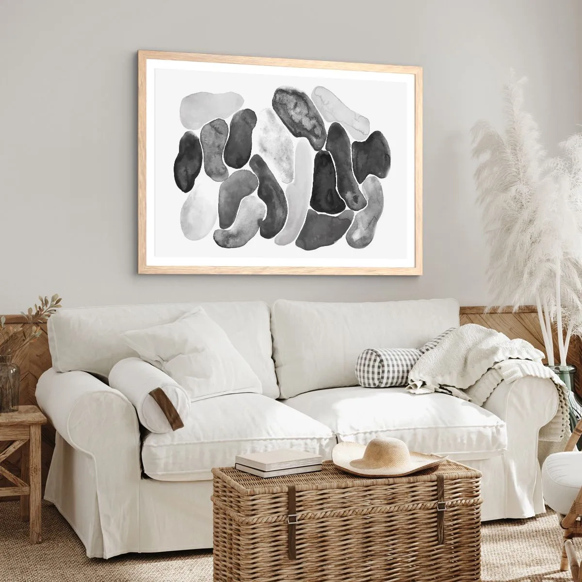 Poster in einem Rahmen aus heller Eiche - Felsige Abstraktion - 100x70 cm