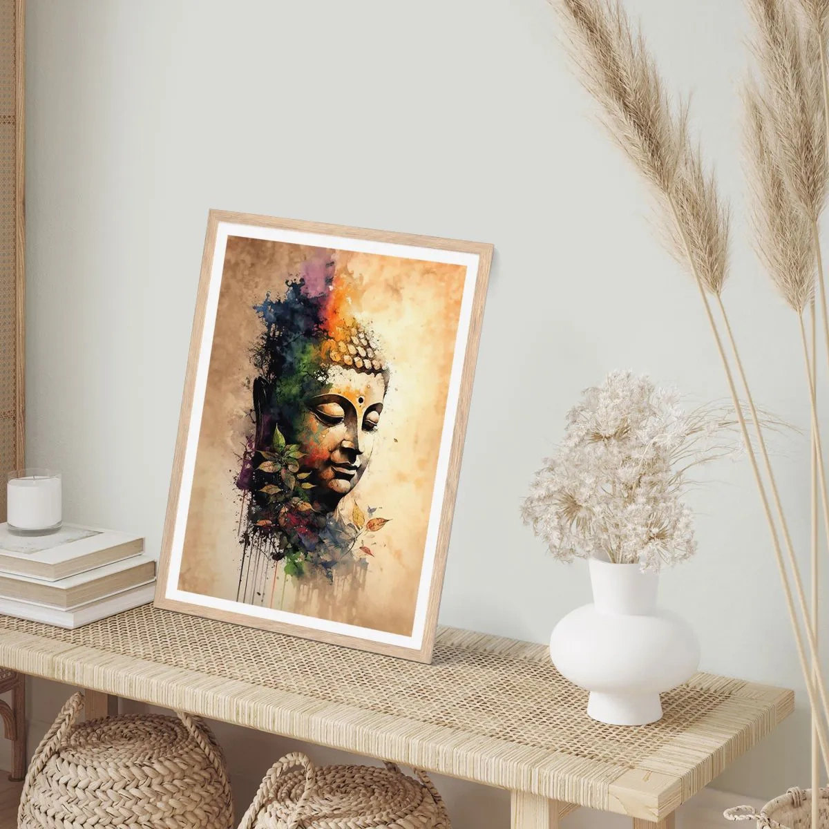 Poster in einem Rahmen aus heller Eiche - Namaste! - 40x50 cm