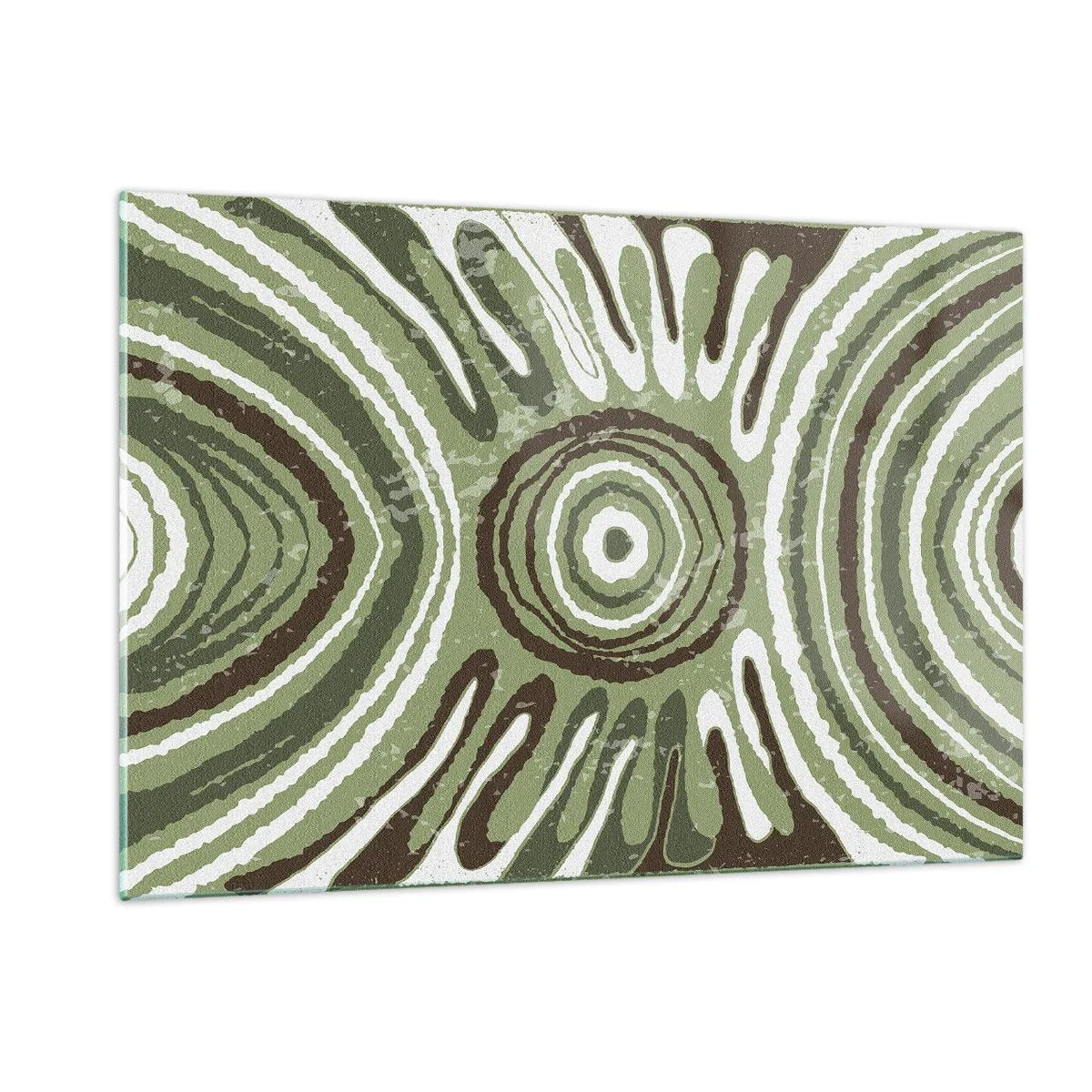 Glasbild - Bild auf glas - Grüne konzentrische Kreise und abstrakte Linien - 120x80cm - Explosion von Emotionen - Moderne Wanddekoration für Wohnzimmer und Schlafzimmer ARTTOR
