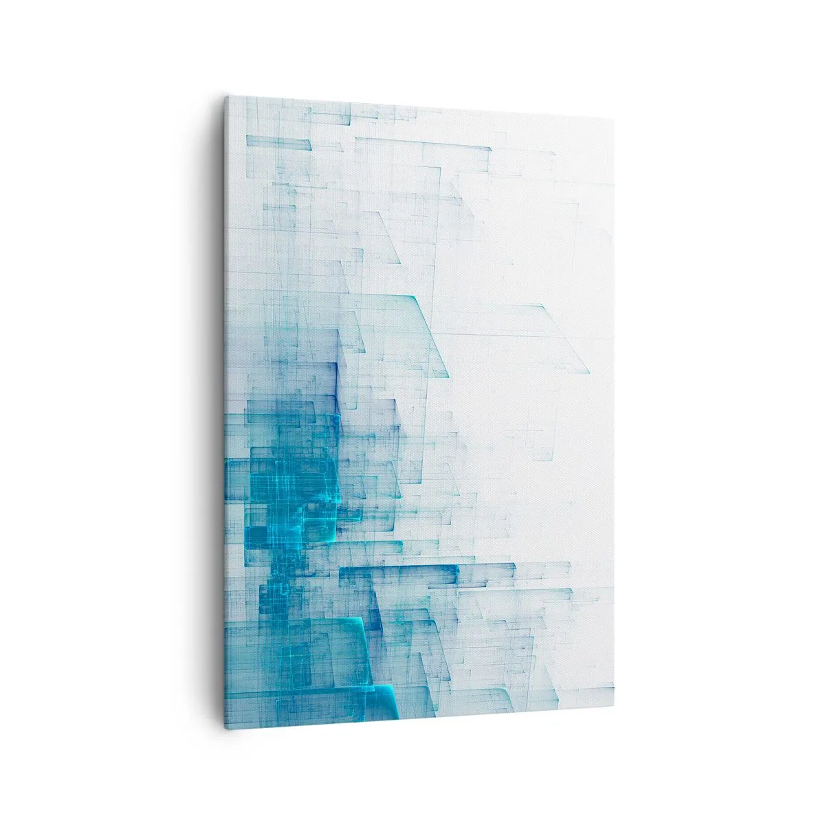 Bild auf Leinwand - Leinwandbild - Abstrakte geometrische Formen in Blautönen - 70x100cm - Wie der Raum wgeschaffen urde - Moderne Wanddekoration für Wohnzimmer und Schlafzimmer ARTTOR