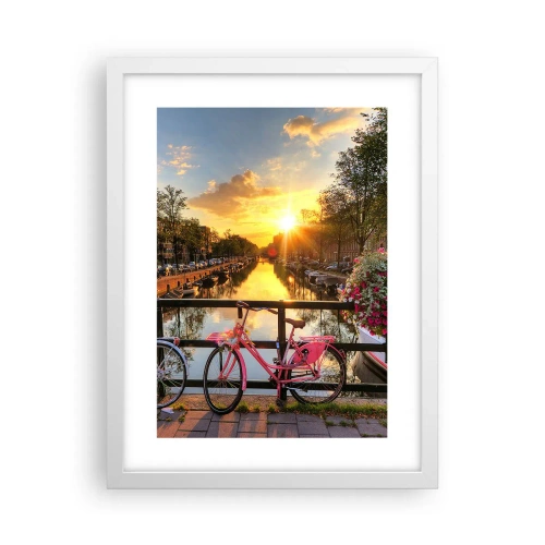 Poster in einem weißen Rahmen - Frühlingsmorgen in Amsterdam - 30x40 cm