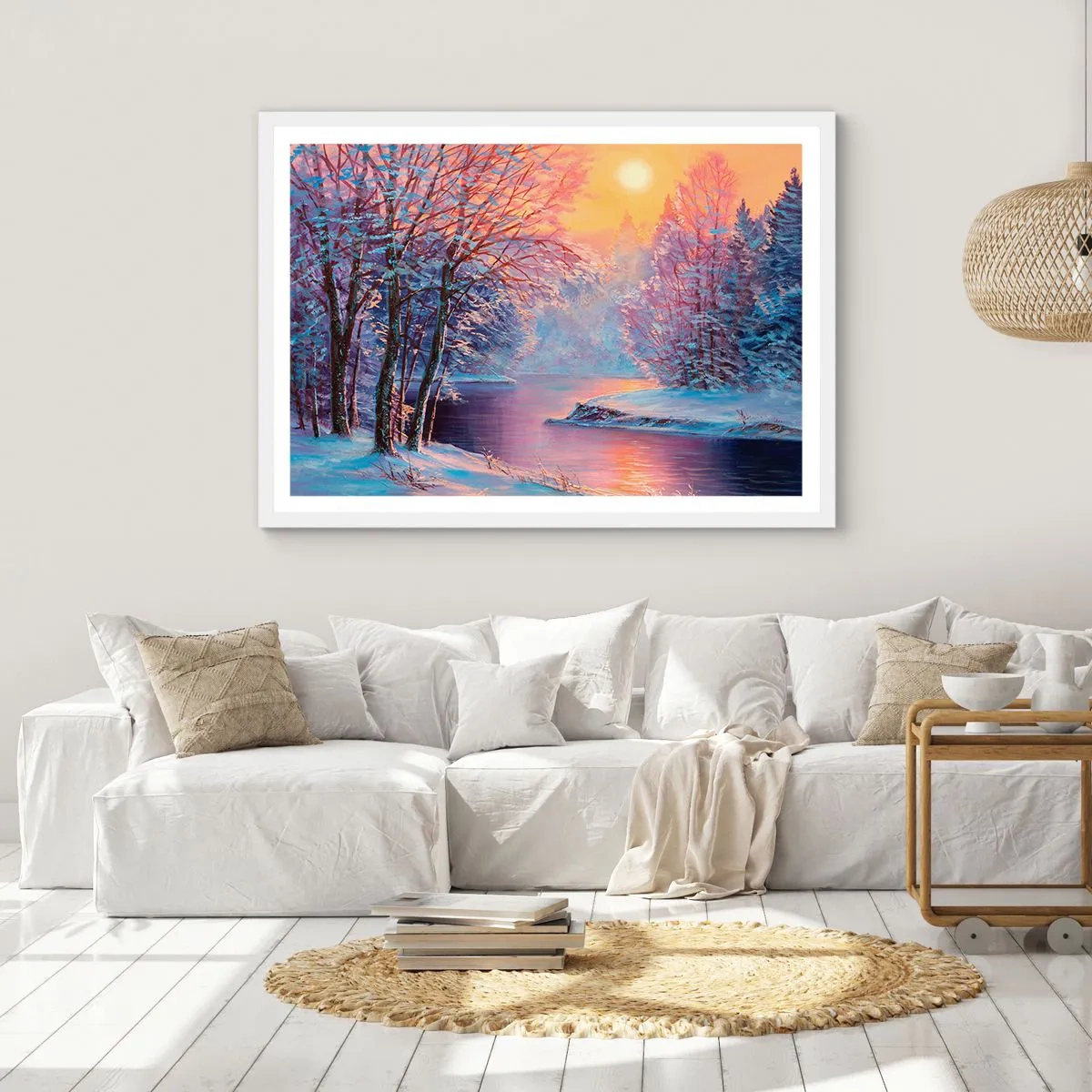 Poster in einem weißen Rahmen - Die Farben des Winters - 50x40 cm