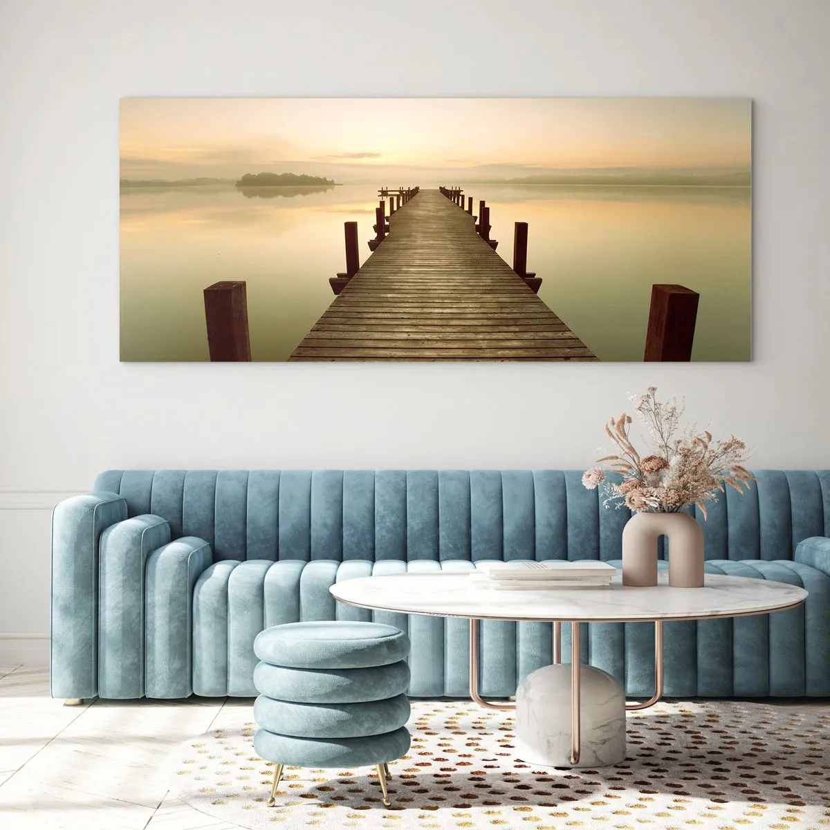Glasbild - Bild auf glas - Tagesanbruch, Morgendämmerung, Licht - 100x40 cm