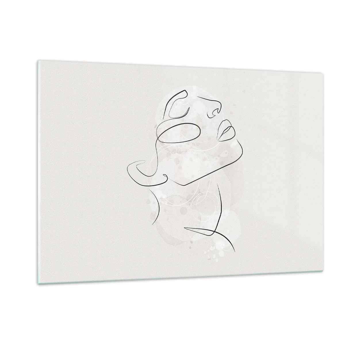 Glasbild - Bild auf glas - Ein minimalistisches Frauengesicht, mit einer Linie gezeichnet. - 120x80cm - Die Umrisse eines Traums - Moderne Wanddekoration für Wohnzimmer und Schlafzimmer ARTTOR
