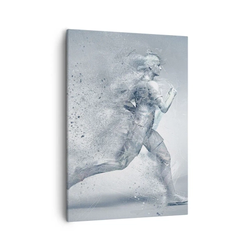 Bild auf Leinwand - Leinwandbild - Eine dynamische Figur, die in einem abstrakten Stil läuft - 50x70cm - Kristallklare Energie - Moderne Wanddekoration für Wohnzimmer und Schlafzimmer ARTTOR
