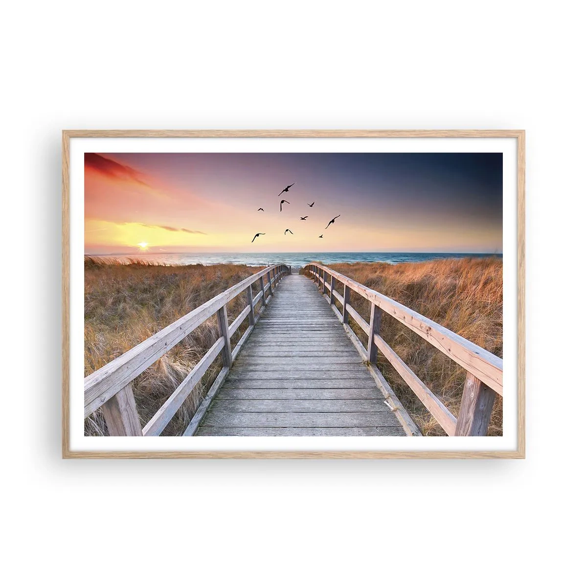 Poster in einem Rahmen aus heller Eiche - Der Raum für Auffliegen - 100x70 cm