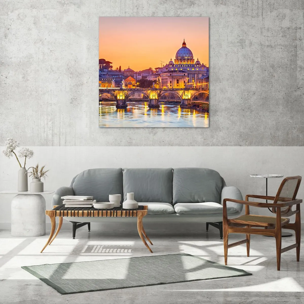 Glasbild - Bild auf glas - Sonnenuntergang über der ewigen Stadt - 50x50 cm