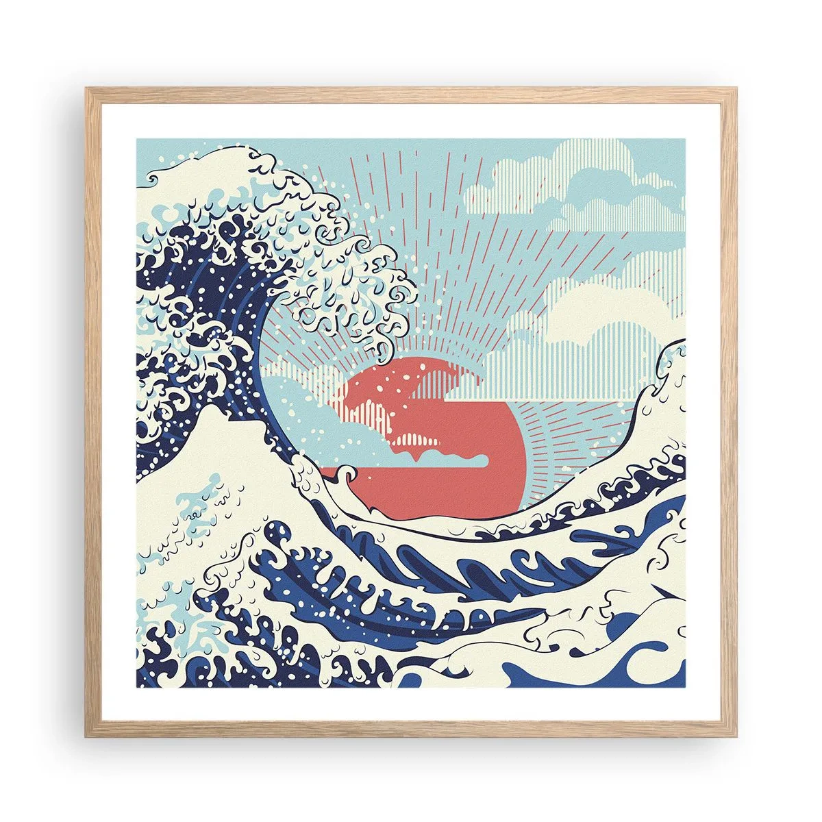 Poster in einem Rahmen aus heller Eiche - Von japanischer Inspiration - 60x60 cm