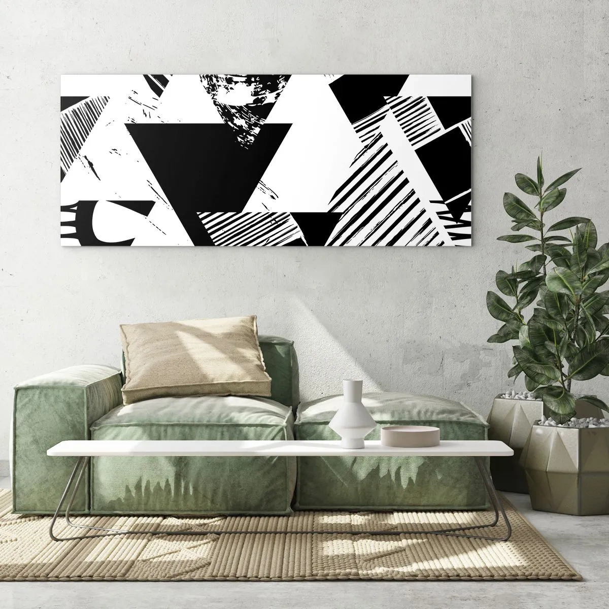 Glasbild - Bild auf glas - Regen von Dreiecken - 90x30 cm