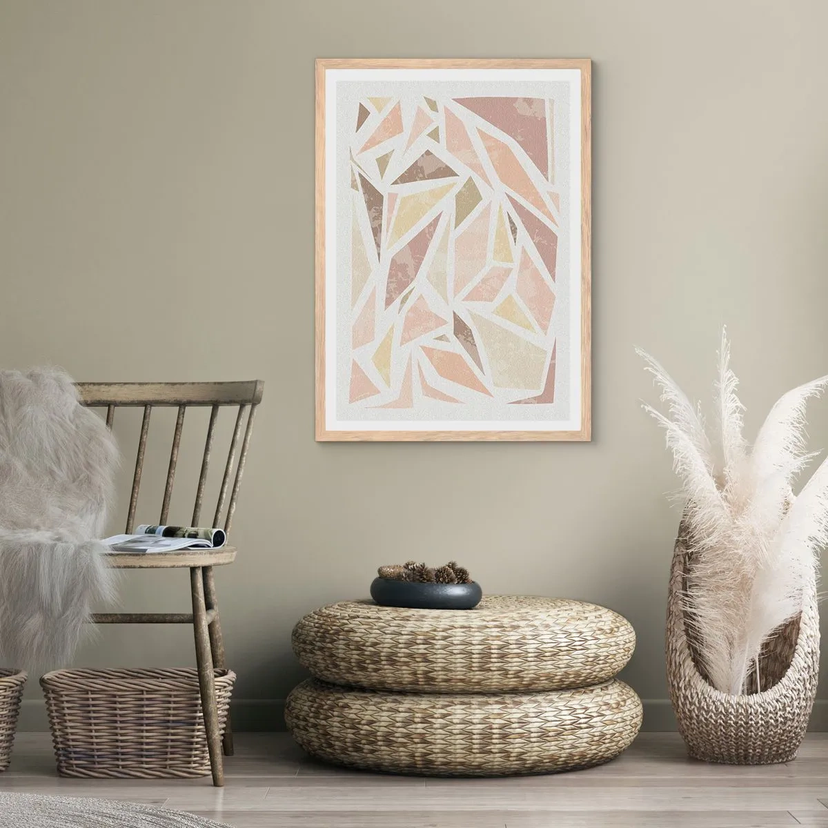 Poster in einem Rahmen aus heller Eiche - Buntglas-Komposition - 70x100 cm