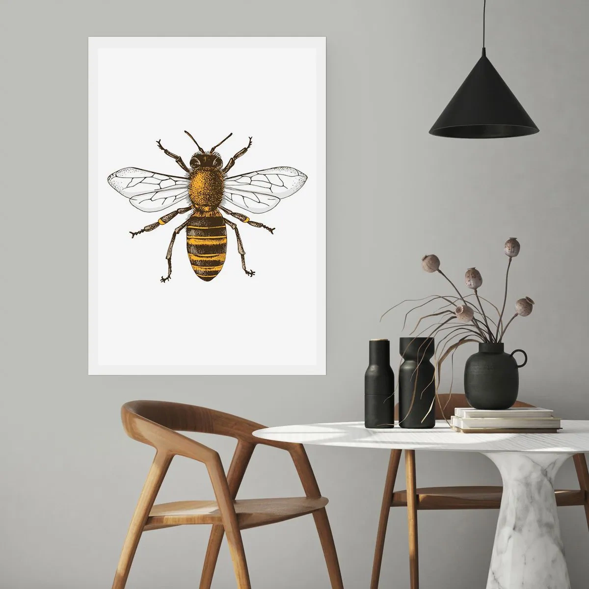 Poster - Vintage Bienendetailillustration - 50x70cm - Schön und gut - Moderne Wanddekoration für Wohnzimmer und Schlafzimmer ARTTOR