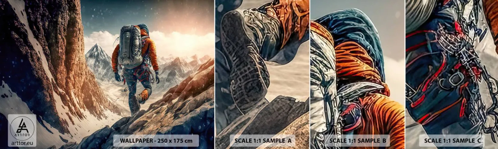 Fototapetenmuster Standard Eco - Einsamer Krieger - Alpen, Klettern, Berge - 100x30 cm