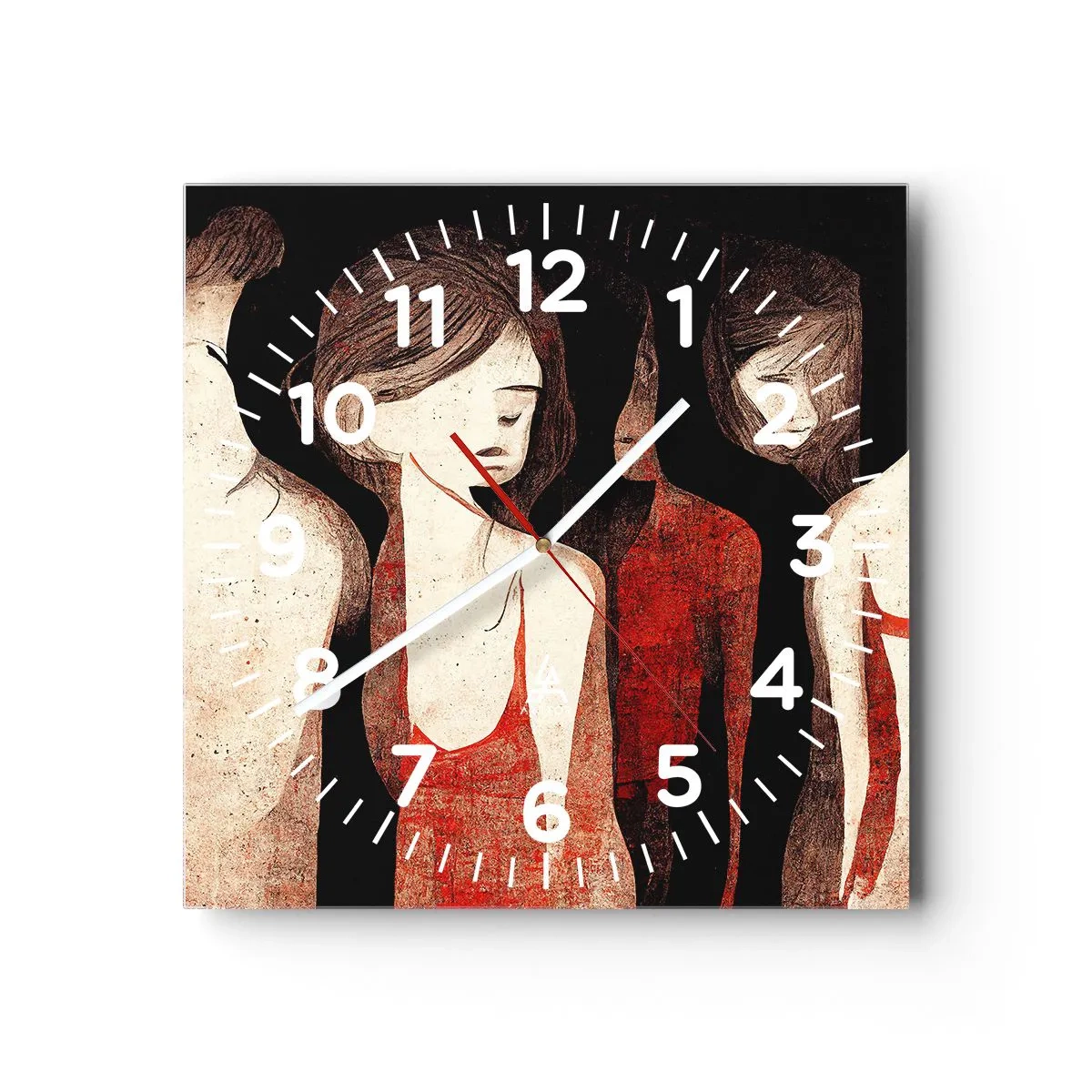 Wanduhr - Glasuhr - Madonnen der Dunkelheit - 30x30 cm