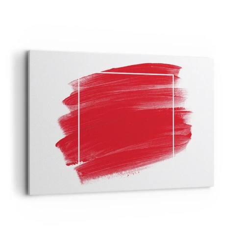 Bild auf Leinwand - Leinwandbild - Roter Pinselstrich mit weißem Rand - 100x70cm - Aus dem Rahmen - Moderne Wanddekoration für Wohnzimmer und Schlafzimmer ARTTOR