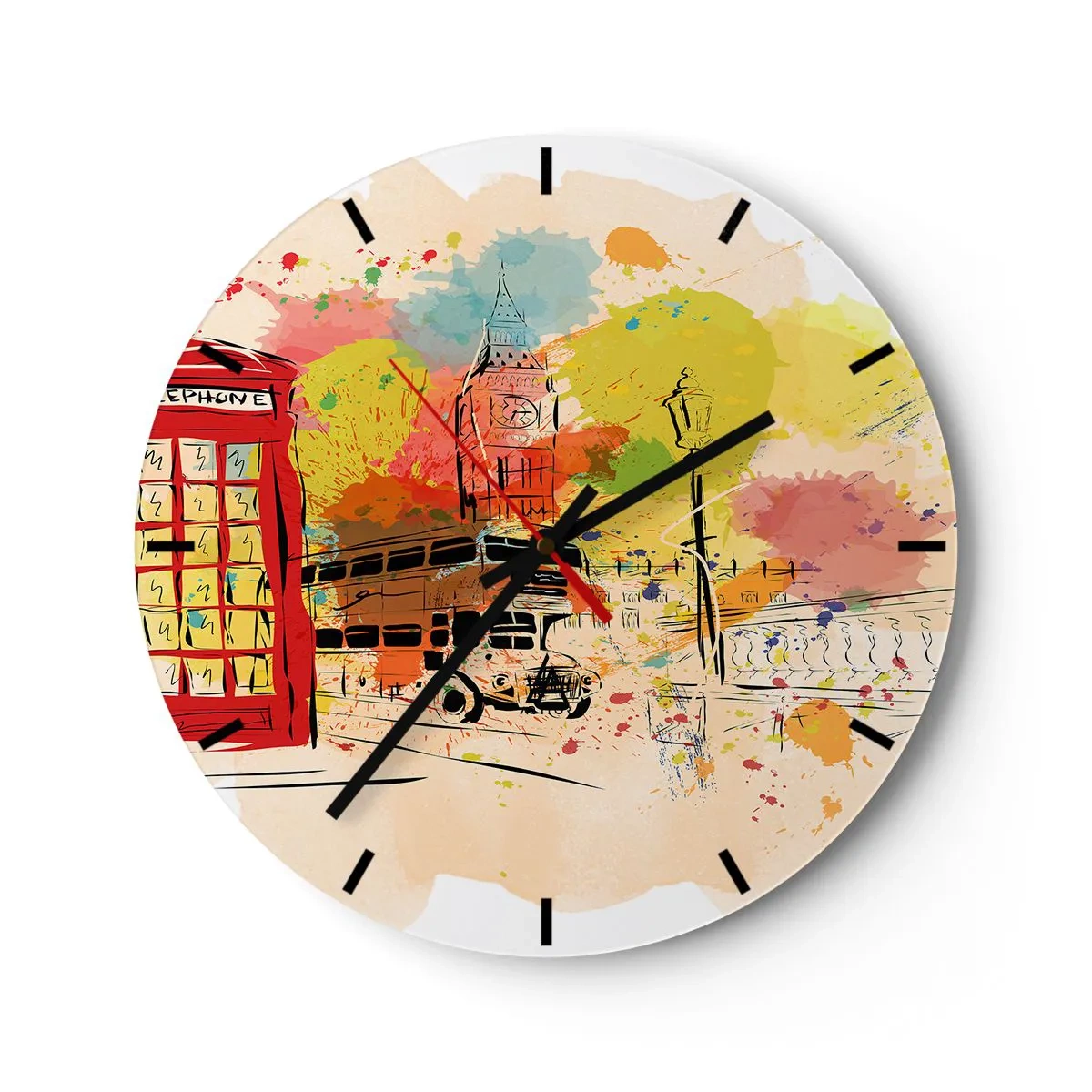 Wanduhr - Glasuhr - Die Stadt der Vielfalt - 40x40 cm