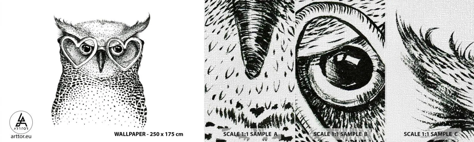 Fototapeten Muster Premium Canvas - Klug und mit Liebe - Eule, Für Kinder, Tiere - 100x30 cm