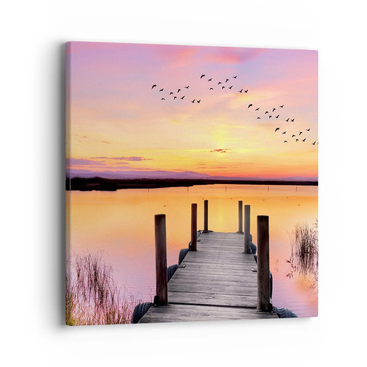 Bild auf Leinwand - Leinwandbild - Violette stille Morgendämmerung - 40x40 cm