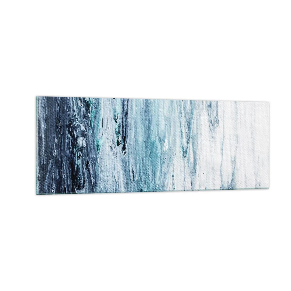 Glasbild - Bild auf glas - Abstrakte blaue und weiße Streifen ähneln Eiszapfen - 140x50cm - Blaue Eiszapfen - Moderne Wanddekoration für Wohnzimmer und Schlafzimmer ARTTOR