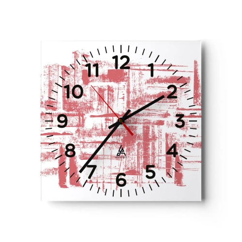 Wanduhr - Glasuhr - Die rote Stadt - 40x40 cm