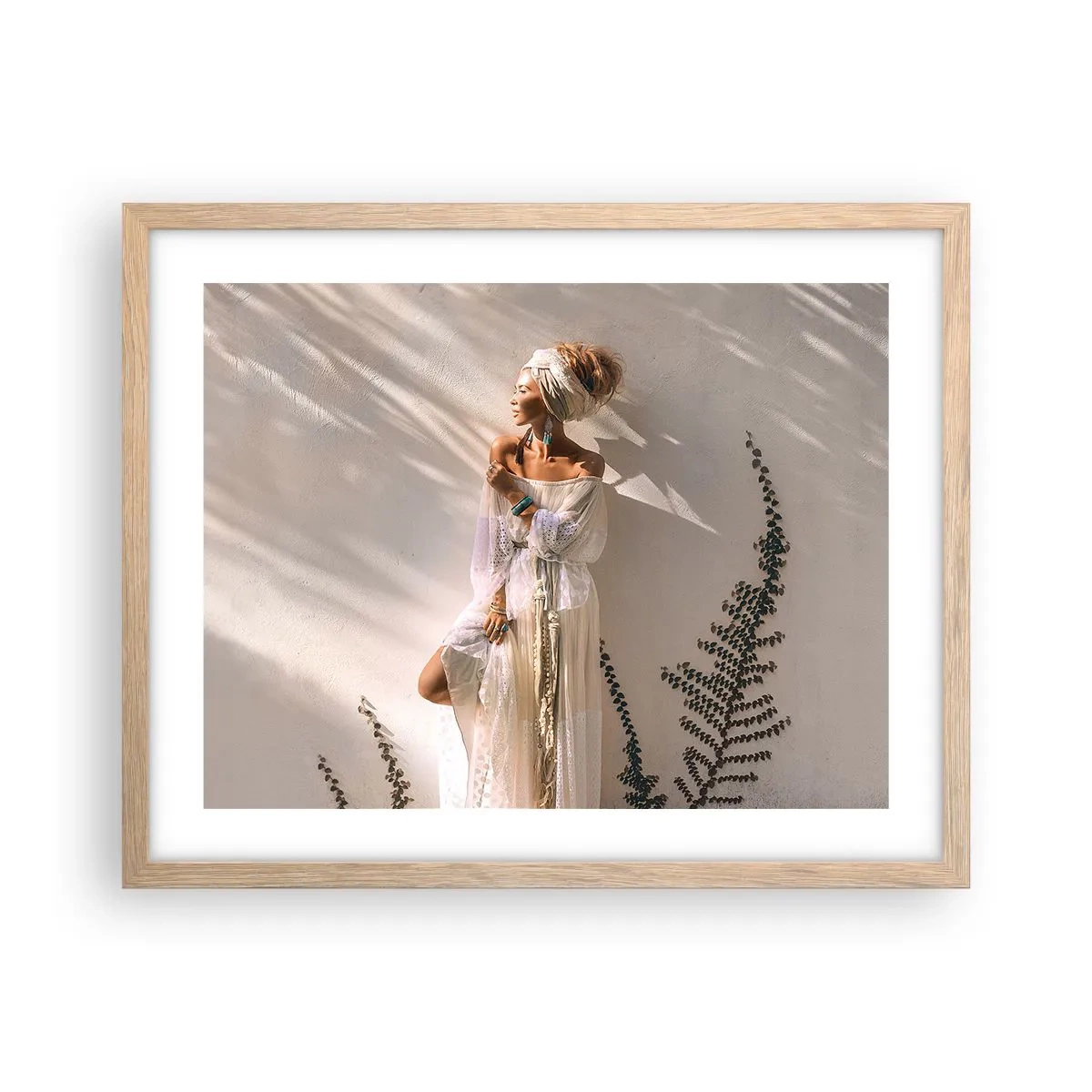 Poster in einem Rahmen aus heller Eiche - Die Sonne und das Mädchen - 50x40 cm