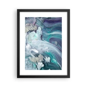 Poster in einem schwarzem Rahmen - Strömungen von Himmelblau - 30x40 cm