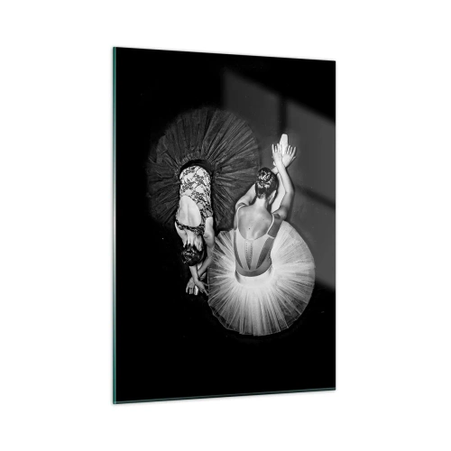 Glasbild - Bild auf glas - Zwei Ballerinas in einer Ruhepose mit schwarz-weißen Tutus - 50x70cm - Jin und Jang – perfekte Balance - Moderne Wanddekoration für Wohnzimmer und Schlafzimmer ARTTOR