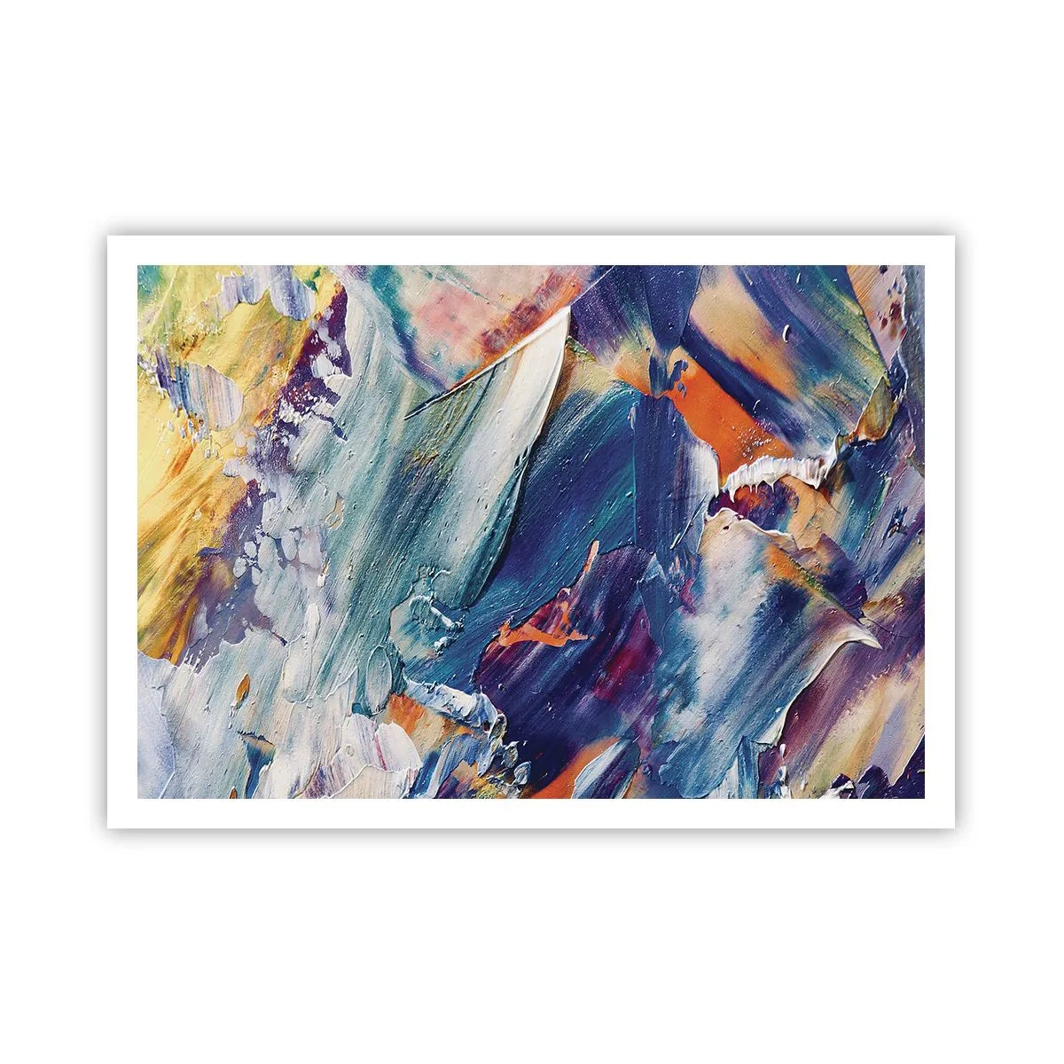 Poster - Bunte Abstraktion mit Acrylfarbe Textur - 100x70cm - Farbverwirrung - Moderne Wanddekoration für Wohnzimmer und Schlafzimmer ARTTOR