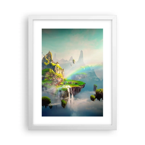 Poster in einem weißen Rahmen - Mitten am Himmel - glückliche Inseln - 30x40 cm