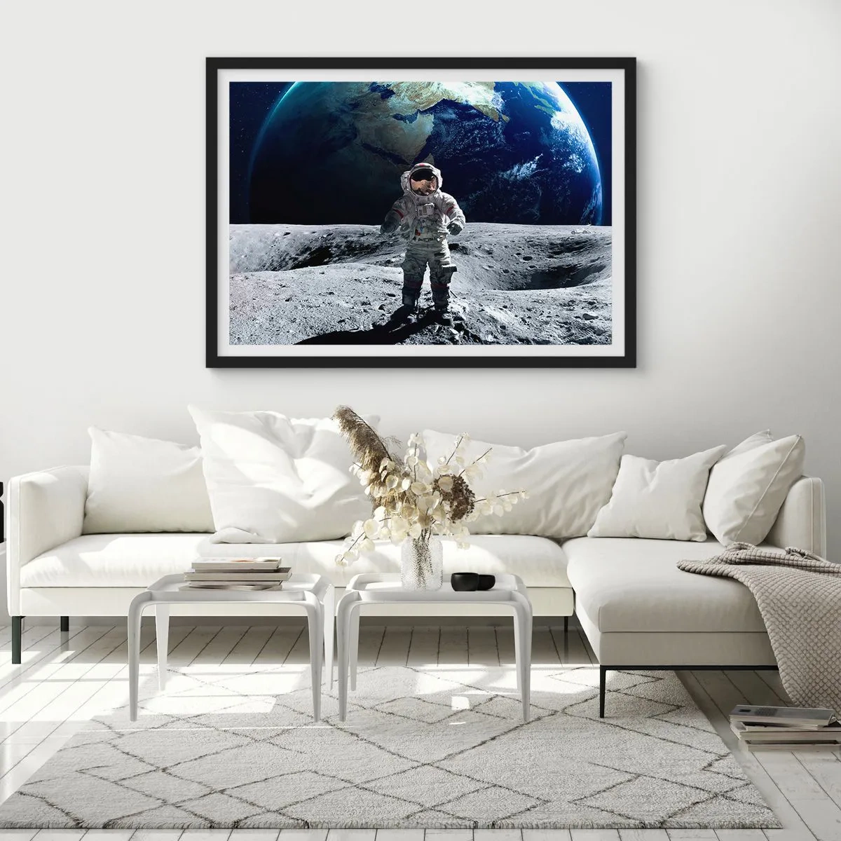 Poster in einem schwarzem Rahmen - Grüße vom Mond - 40x30 cm