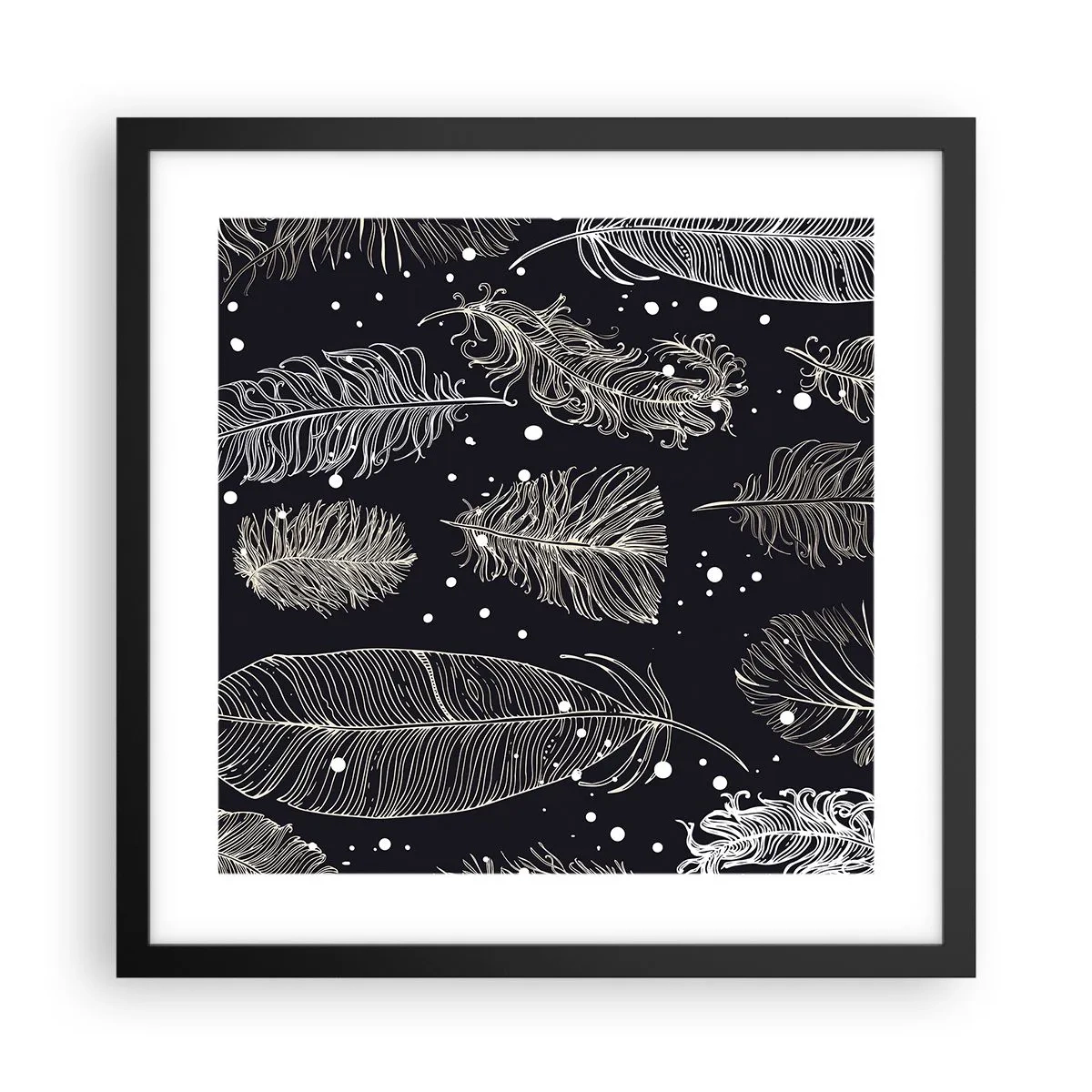 Poster in einem schwarzem Rahmen - Gefiederte Spitze - 40x40 cm