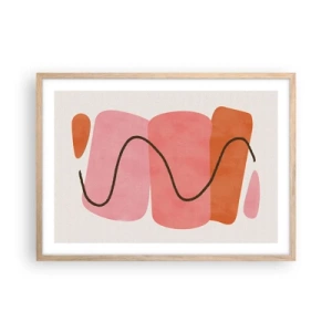 Poster in einem Rahmen aus heller Eiche - Sanfte Bewegung der Formen - 70x50 cm