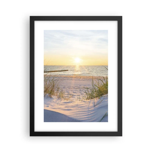 Poster in einem schwarzem Rahmen - Das Rauschen des Meeres, der Gesang der Vögel, ein wilder Strand im Gras ... - 30x40 cm