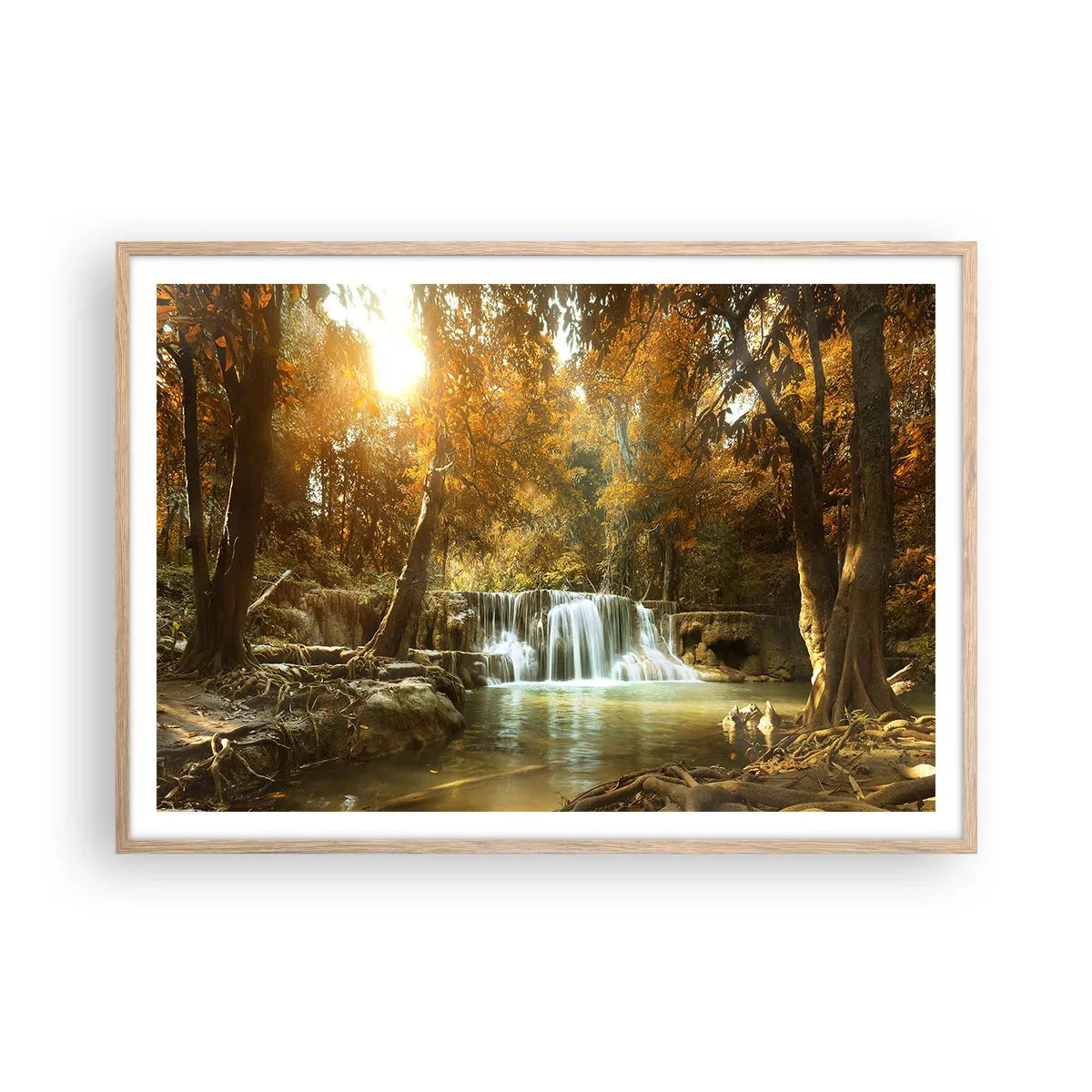 Poster in einem Rahmen aus heller Eiche - Parkkaskade - 100x70 cm