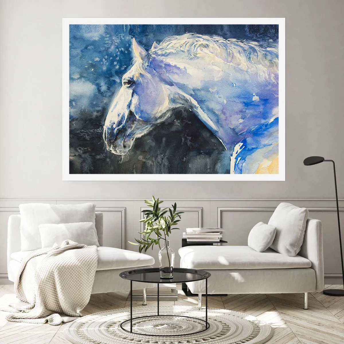 Poster - Porträt in blauem Glanz - 50x40 cm