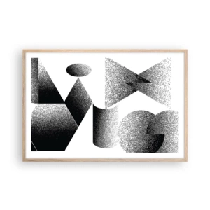 Poster in einem Rahmen aus heller Eiche - Winkel und Ovale - 91x61 cm