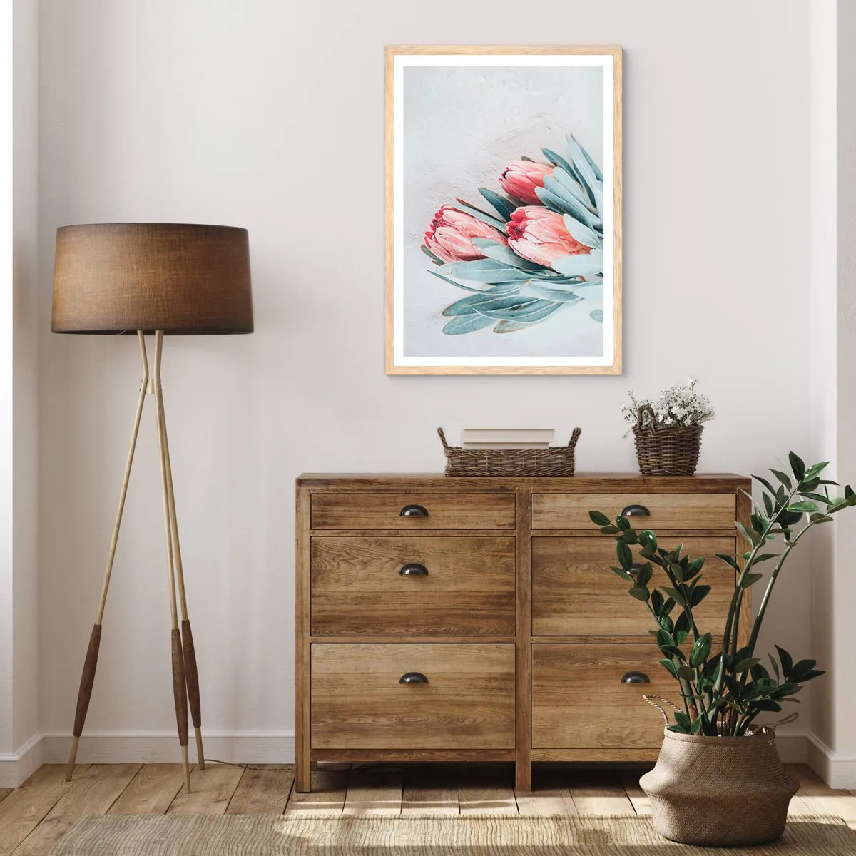 Poster in einem Rahmen aus heller Eiche - Schämen sich für ihre eigene Schönheit - 30x40 cm