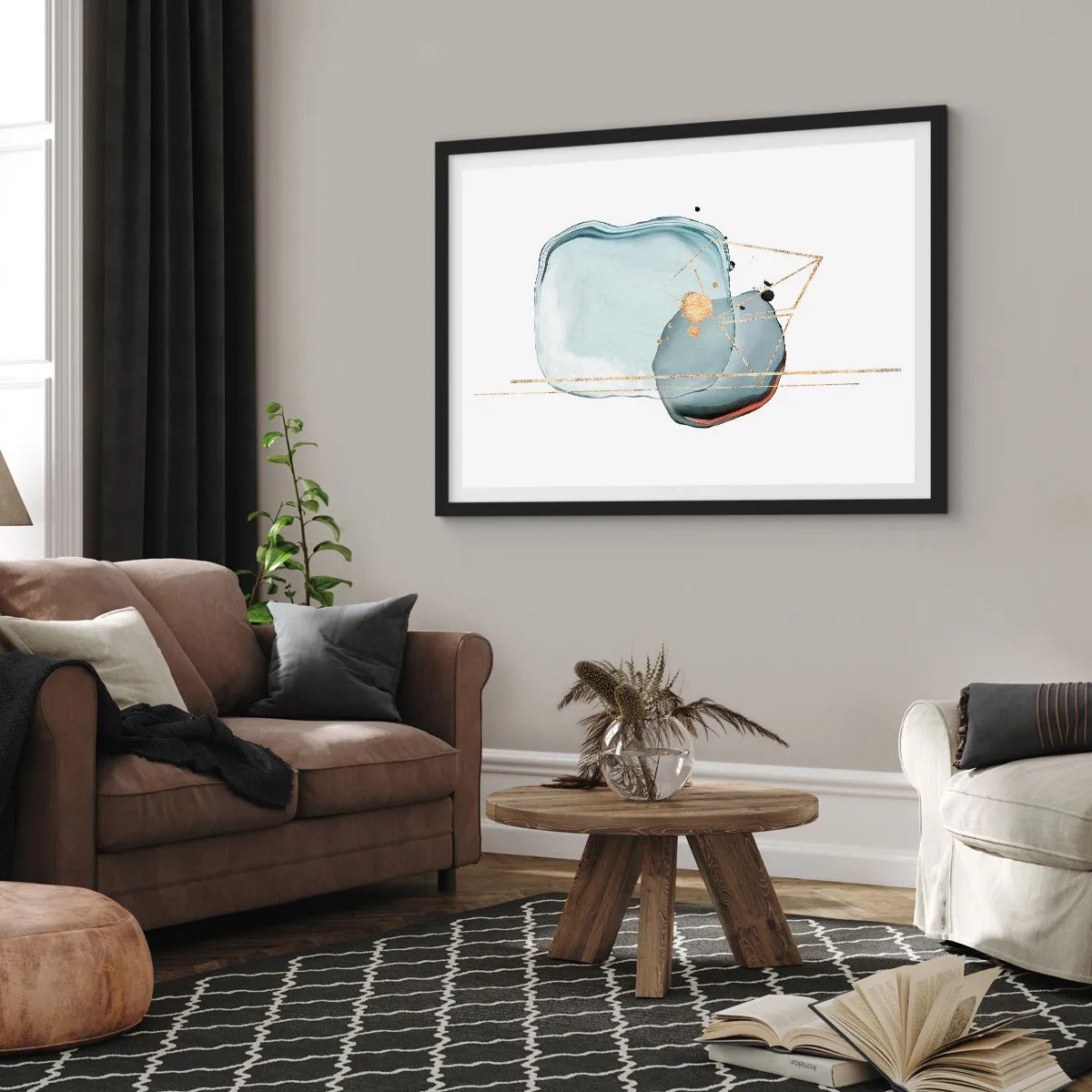 Poster in einem schwarzem Rahmen - Eine Studie über Tropfen - 50x40 cm