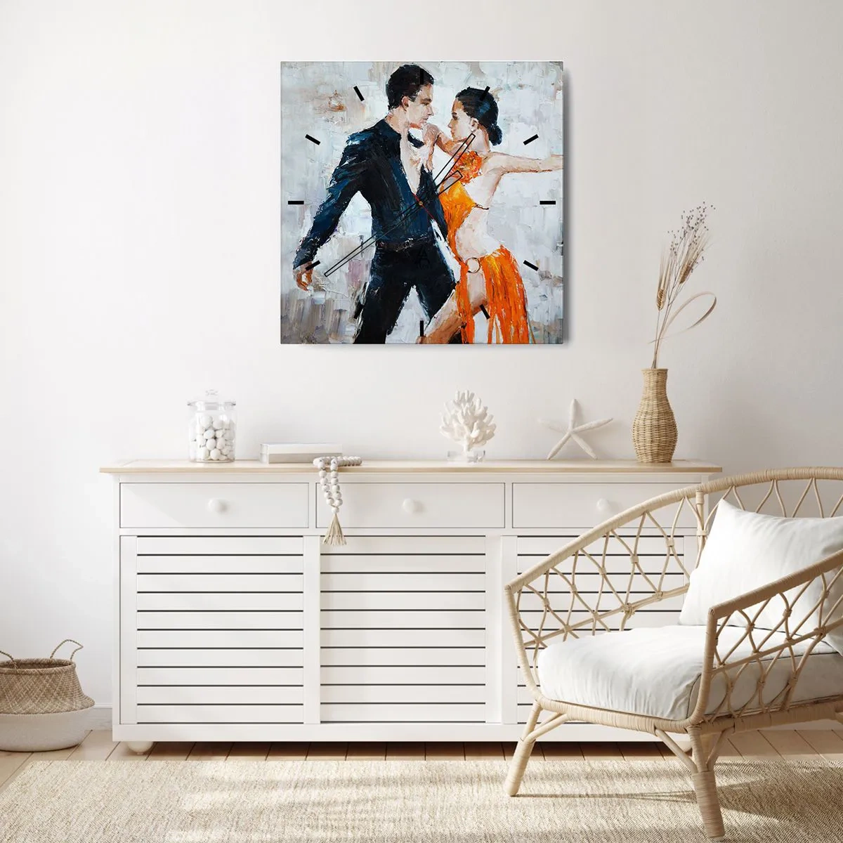 Wanduhr - Glasuhr - Ein dynamisches Paar, das im lateinamerikanischen Stil tanzt. - 30x30cm - Schmutziges Tanzen - Moderne Wanddekoration für Wohnzimmer und Schlafzimmer ARTTOR