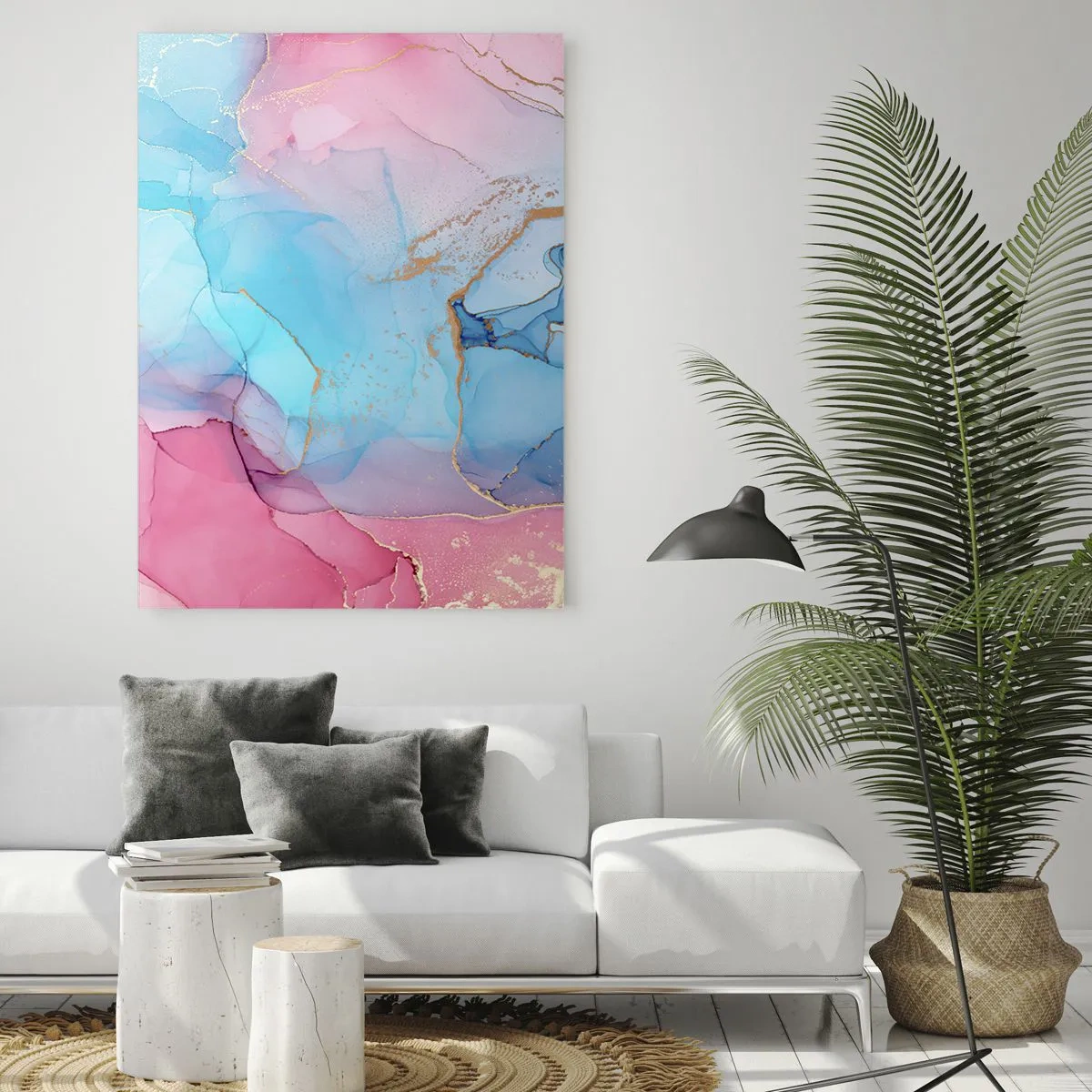 Glasbild - Bild auf glas - Begegnung und gegenseitige Durchdringung - 50x70cm - Begegnung und Durchdringung - Moderne Wanddekoration für Wohnzimmer und Schlafzimmer ARTTOR