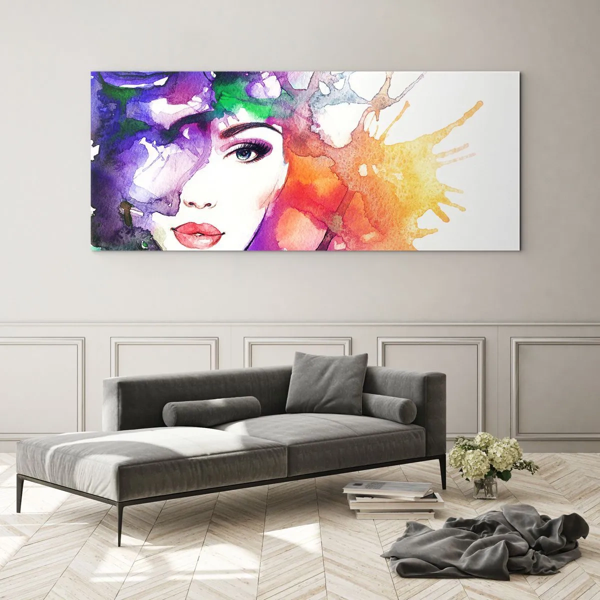 Glasbild - Bild auf glas - Mit dem Kopf in den Wolken - 90x30 cm