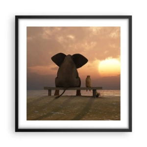 Poster in einem schwarzem Rahmen - Es tut gut zusammen zu schweigen - 50x50 cm