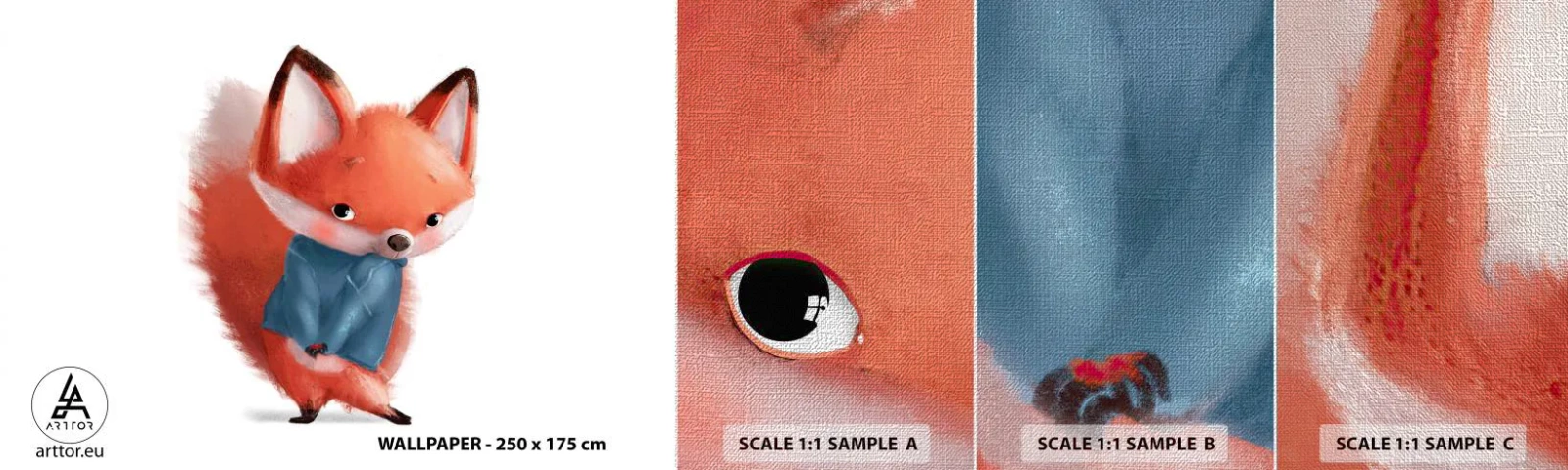 Fototapeten Muster Premium Canvas - Steht mir das gut? - Für Kinder, Fuchs, Märchen - 100x30 cm