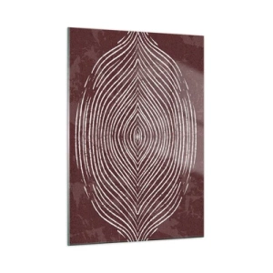 Glasbild - Bild auf glas - Symmetrische Linien in Form eines Auges auf burgunderfarbenem Hintergrund - 50x70cm - Der Raum spricht - Moderne Wanddekoration für Wohnzimmer und Schlafzimmer ARTTOR