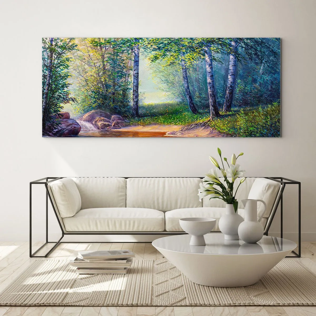 Glasbild - Bild auf glas - Idyllische Landschaft - 100x40 cm