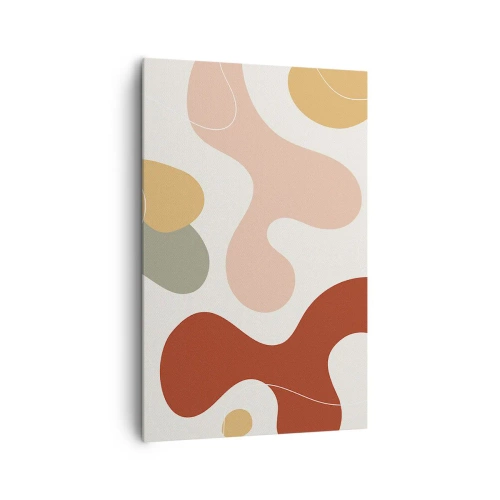 Bild auf Leinwand - Leinwandbild - Eine abstrakte Komposition in Pastelltönen mit dynamischen Formen. - 80x120cm - Kringel oder Schnörkel? - Moderne Wanddekoration für Wohnzimmer und Schlafzimmer ARTTOR