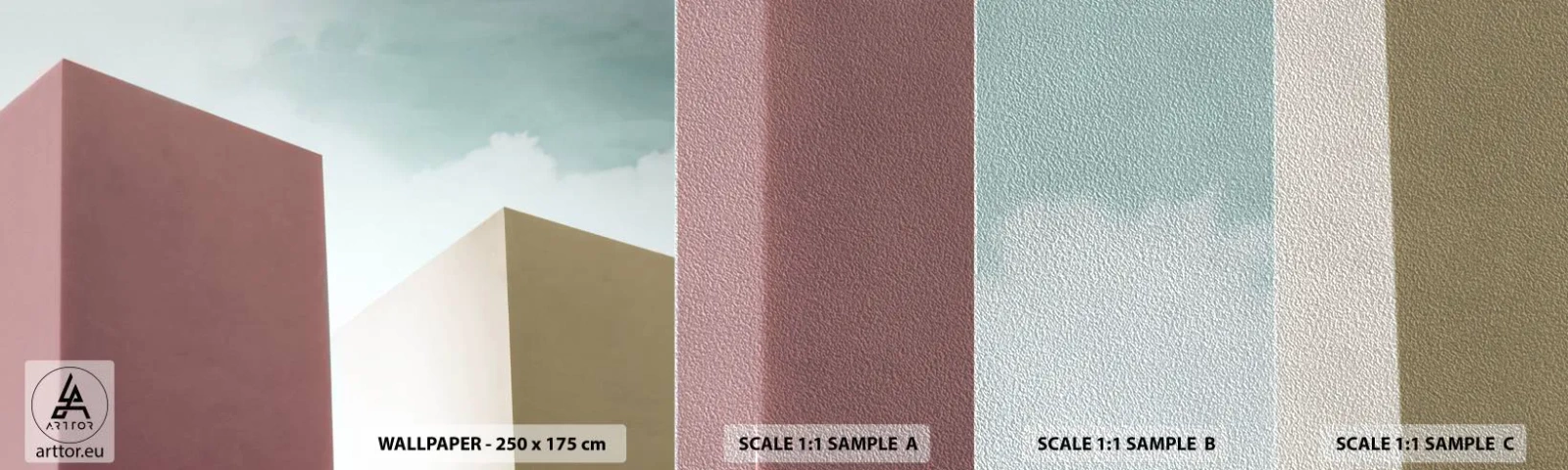 Fototapeten Muster Premium Sand - Geometrie des sonnigen Sommers - Gebäude, Die Architektur, Dreidimensional - 100x30 cm