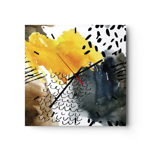 Wanduhr - Glasuhr - Ein Treffen der Elemente der Natur - 40x40 cm